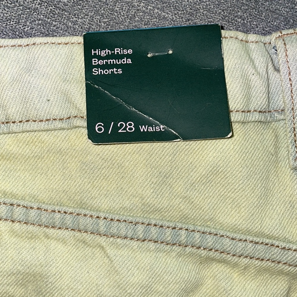 Wild Fable High-Rise Wide Leg Bermuda Lime Green Jean Shorts - Picture 7 of 7